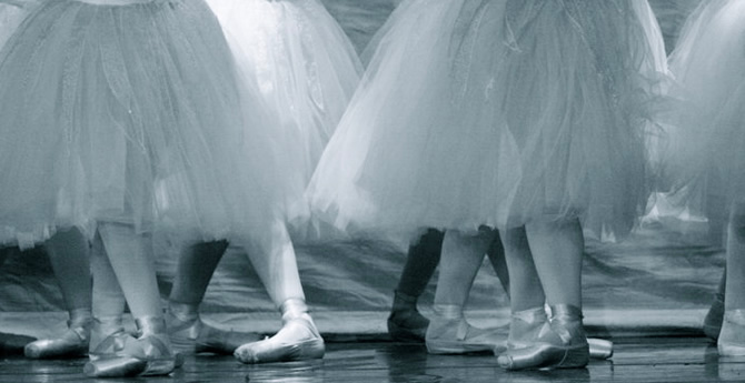 Pointe Shoes on Wooden Floor